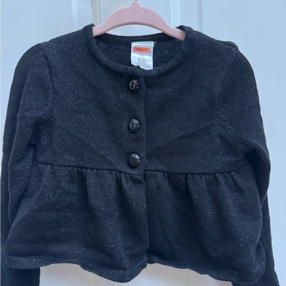Gymboree 2T Black Shimmery Long Sleeve Flowy Cardigan Sweater